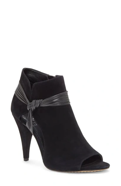 Shop Vince Camuto Annavay Open Toe Bootie In Black Suede