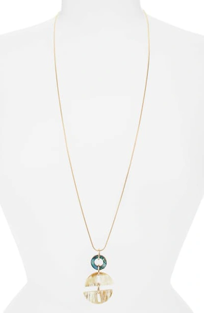 Shop Akola Long Abalone & Horn Pendant Necklace In Blonde