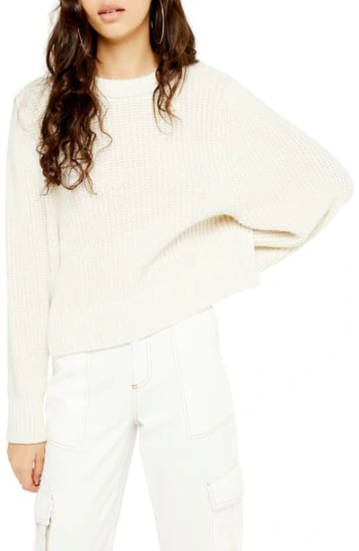 Topshop Cable Knit Sleeve Sweater In Ivory | ModeSens