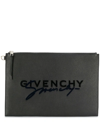 Shop Givenchy Emblem Large Pouch In Black