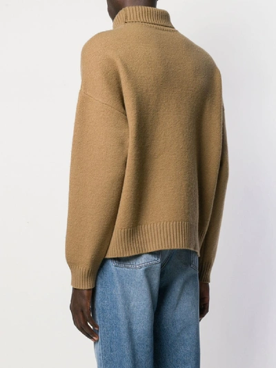 Shop Ami Alexandre Mattiussi Heart Printed Sweater In Brown