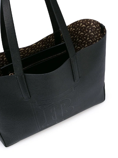 Shop Burberry Leather Tote Bag In Black