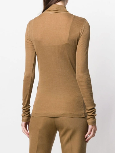 Shop Ami Alexandre Mattiussi Long Sleeve Sweater In Brown