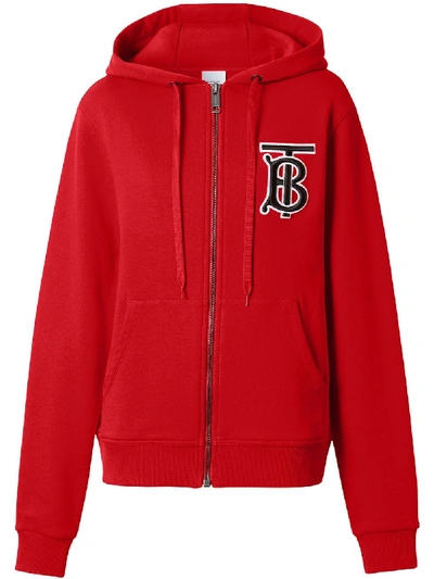 Shop Burberry Aubree Cotton Hoodie In Red