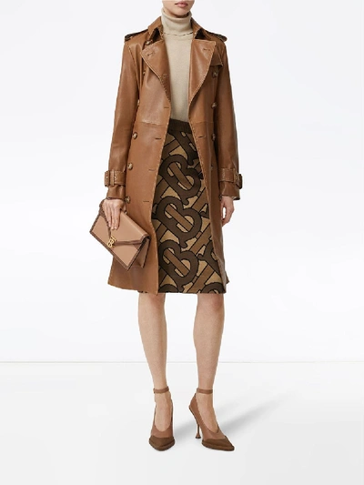 Shop Burberry Wool Skirt In Brown