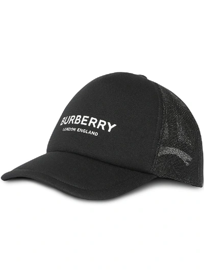 Shop Burberry Trucker Baseball Cap In Black