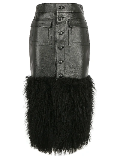Shop Saint Laurent Leather Skirt In Noir