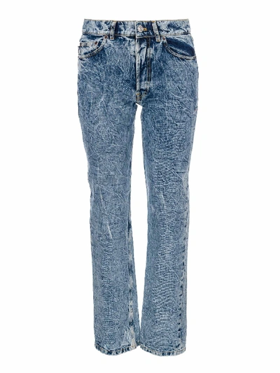 Shop Balenciaga Acid Wash Jeans In Blue Light