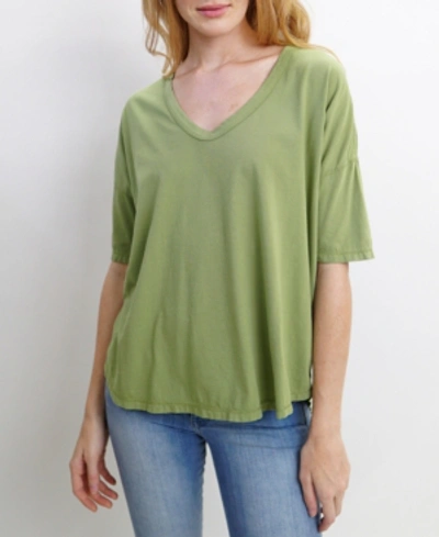 Shop Coin 1804 Womens Elbow Sleeve V-neck Dolman T-shirt In Green