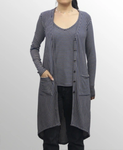Shop Coin 1804 Womens Rayon Blend Stripe Cardigan In Ivory