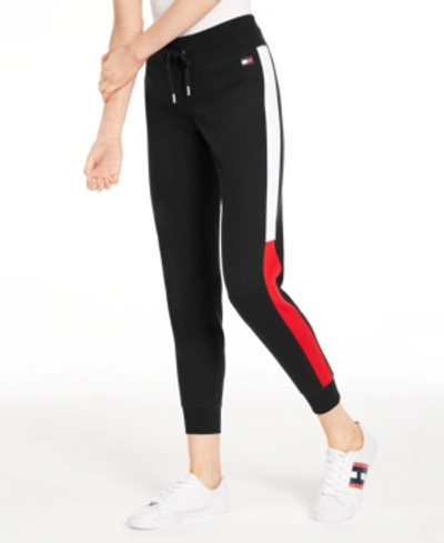 Tommy Hilfiger Sport Women's Flag Color Block Terry Jogger In Black |  ModeSens