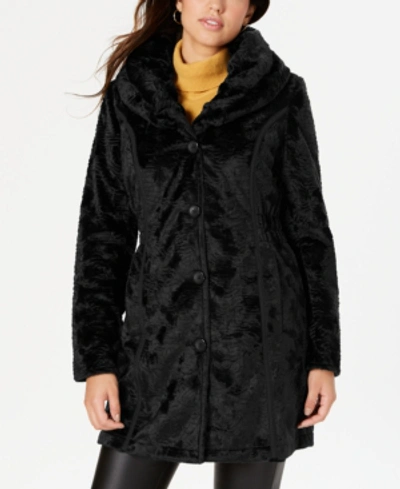 Shop Laundry By Shelli Segal Reversible Faux-fur Coat In Black