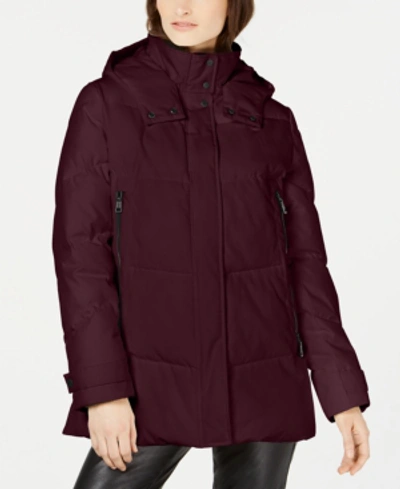 Shop Vince Camuto Hooded Double Zipper Puffer Coat In Royal Port