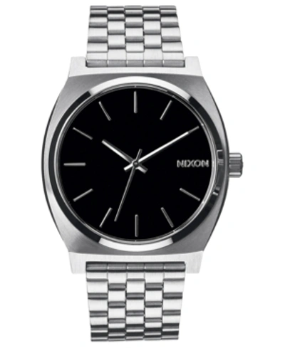 Shop Nixon Time Teller Stainless Steel Bracelet Watch 37mm In Black/dark Blue