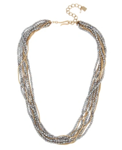 Shop Robert Lee Morris Soho Mixed Pearl & Chain Layered Necklace In Gold
