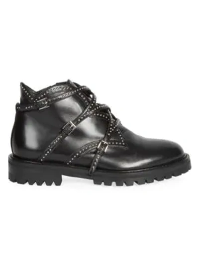 Shop Alaïa Studded Leather Ankle Boots In Noir