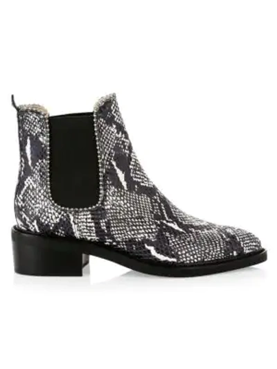 Shop Coach Bowery Ball-trim Snakeskin-embossed Leather Chelsea Boots In Natural