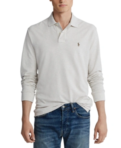 Shop Polo Ralph Lauren Men's Classic Fit Long Sleeve Mesh Polo In American Heather