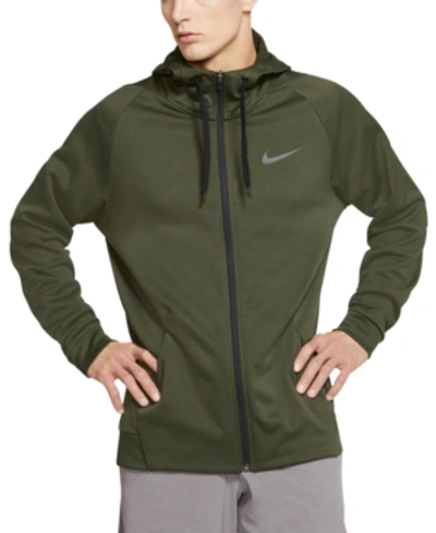Shop Nike Men's Therma Training Full Zip Hoodie In Cargo Green