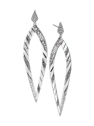Shop John Hardy Women's Lahar Diamond & Sterling Silver Teardrop Earrings In Grey