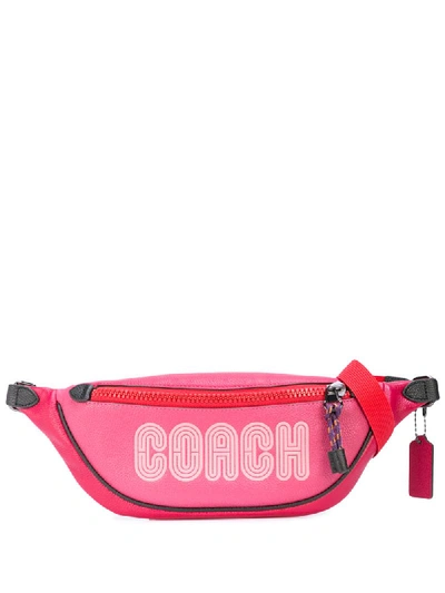Shop Coach Logo Print Belt Bag In Red
