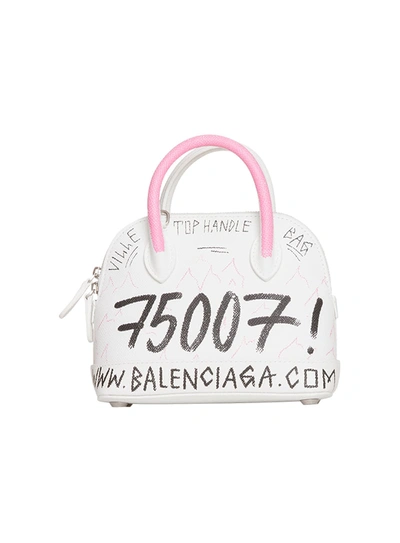 Shop Balenciaga Ville Top Handle Xxs Graffiti In Bianco