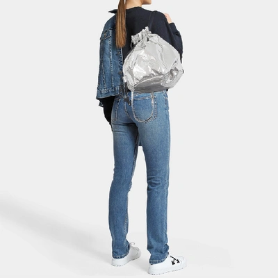 Shop Mm6 Maison Margiela Backpack In Silver Laminated Nylon Effect