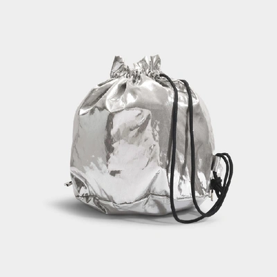 Shop Mm6 Maison Margiela Backpack In Silver Laminated Nylon Effect