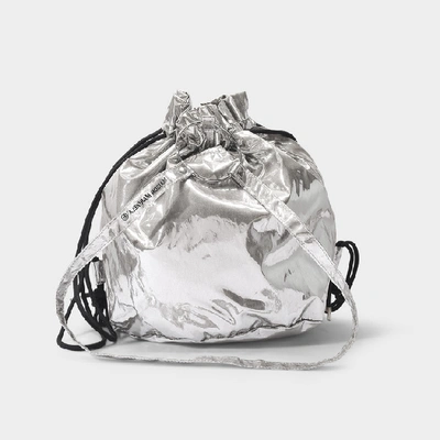 Shop Mm6 Maison Margiela Backpack In Silver Laminated Nylon Effect