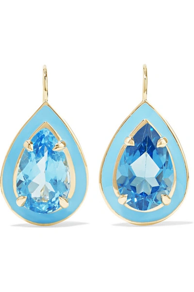 Shop Alison Lou Cocktail 14-karat Gold, Enamel And Topaz Earrings