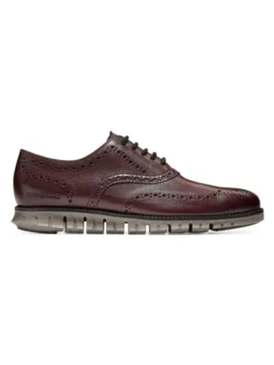 Shop Cole Haan Zerogrand Wingtip Suede Oxfords In Burnished Red