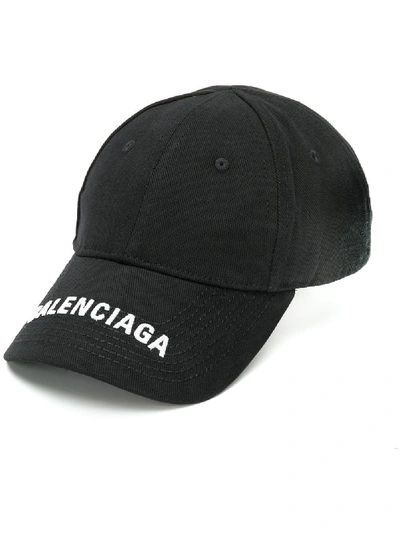 Shop Balenciaga Logo Cap In Black