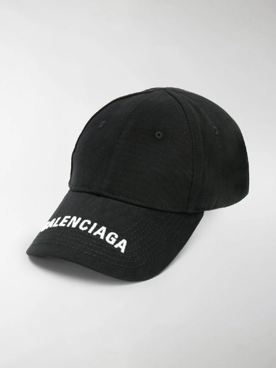 Shop Balenciaga Logo Cap In Black