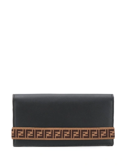 Shop Fendi Continental Leather Wallet In Black