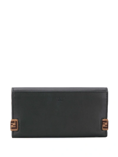 Shop Fendi Continental Leather Wallet In Black