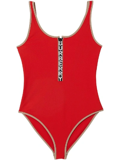 Shop Burberry Swimsuit In Red