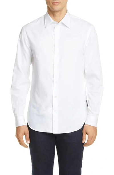 Shop Emporio Armani Trim Fit Chevron Button-up Sport Shirt In White