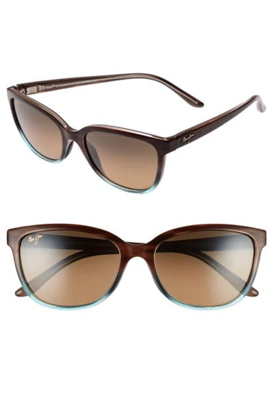 Shop Maui Jim Honi 54mm Polarized Cat Eye Sunglasses - Sandstone With Blue/ Bronze