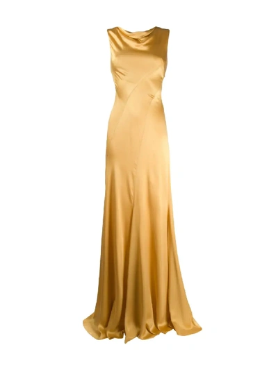 Shop Alberta Ferretti Draped Long Dress In Yellow
