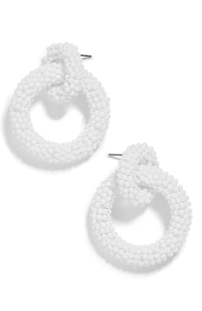 Shop Baublebar Mini Emma Beaded Hoop Earrings In White