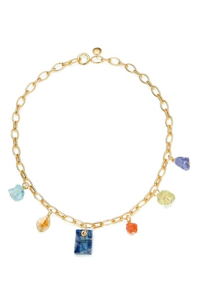 Shop Monica Vinader X Caroline Issa Mixed Gemstone Necklace In Yellow Gold