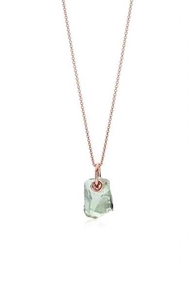 Shop Monica Vinader X Caroline Issa Green Amethyst Pendant Necklace In Rose Gold/ Green Amethyst