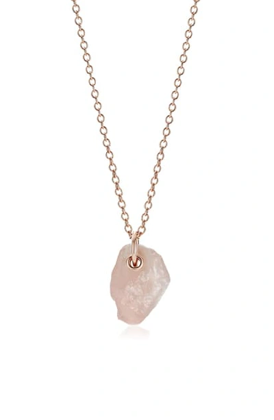 Shop Monica Vinader X Caroline Issa Rose Quartz Pendant Necklace In Rose Gold/ Rose Quartz