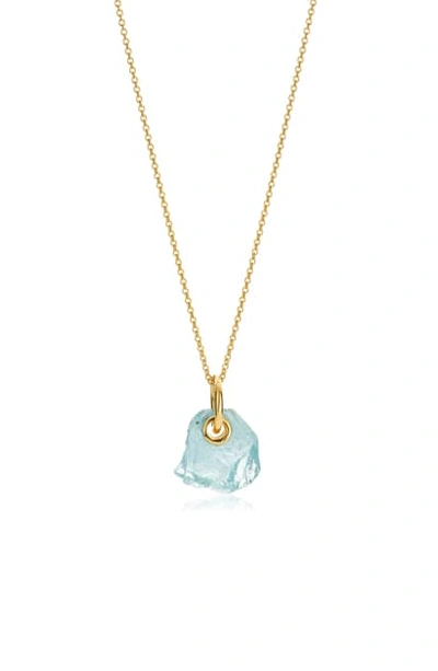 Shop Monica Vinader X Caroline Issa Aquamarine Pendant Necklace In Yellow Gold/ Aquamarine
