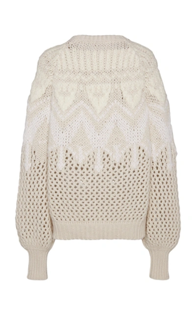 Shop Brunello Cucinelli Intarsia-knit Cashmere And Silk-blend Sweater In White