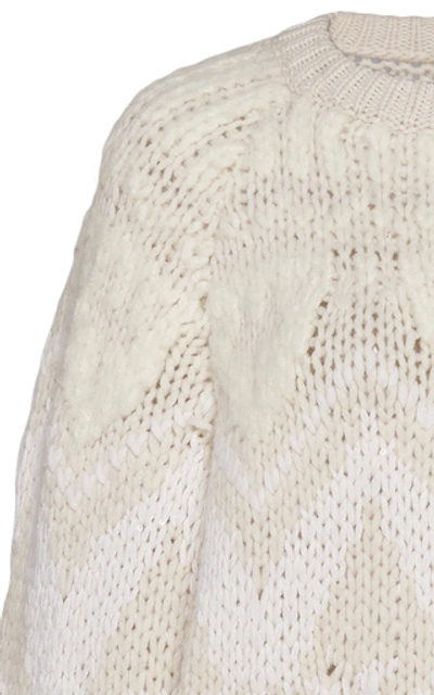 Shop Brunello Cucinelli Intarsia-knit Cashmere And Silk-blend Sweater In White