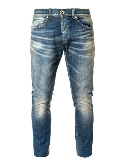 Shop Dondup George Straight Leg Cotton Jeans In Medium Wash