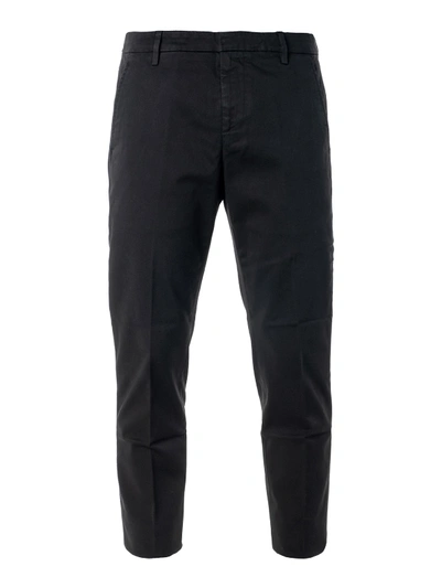 Shop Dondup Gaubert Black Cotton Trousers