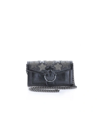 Shop Pinko Starry Sky Black Wallet With Shoulder Strap In Black (black)