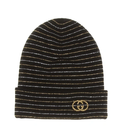 Shop Gucci Embroidered Wool-blend Beanie In Black